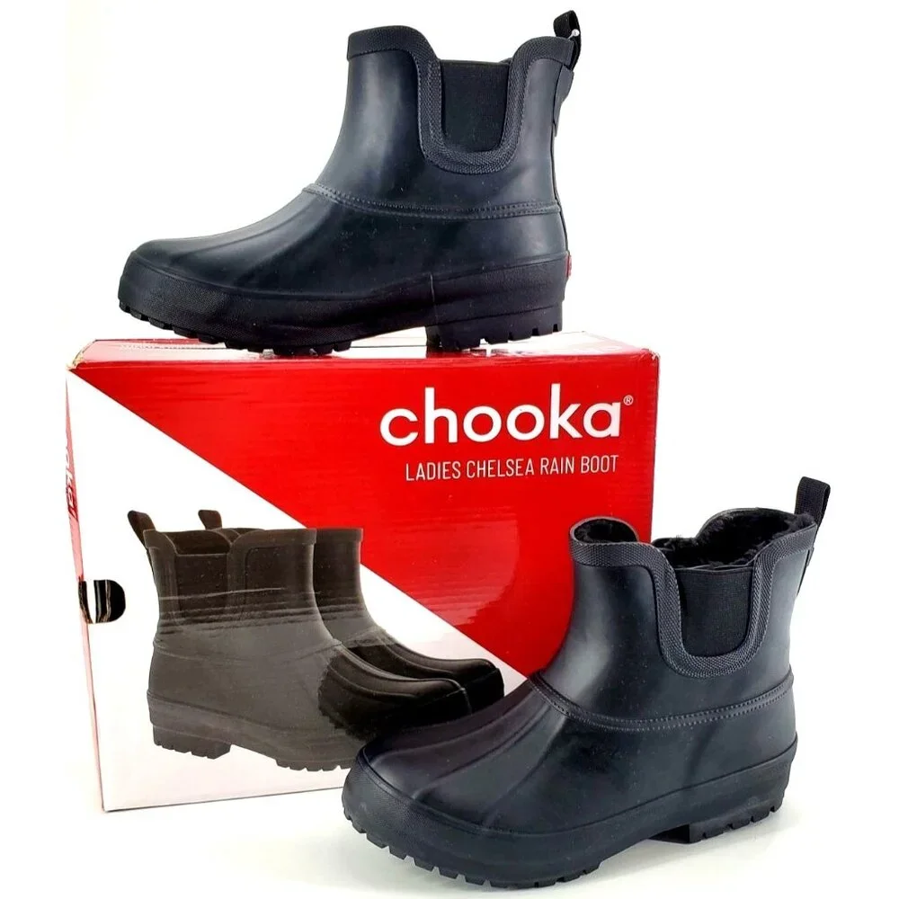 Chooka 6 Snow Boots Winter Duck Chelsea Faux Fur Shoes Waterproof Ankle Rainboot